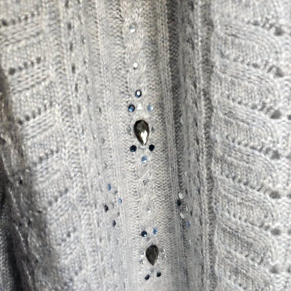 WHBM Off Shoulder Holiday Gemstone Asymmetric Hem Sweater, SZ XSmall - Picture 6 of 8